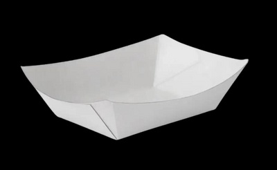 Тарілка човник паперова 180*100*45, з ламінацією, біла, 100 шт/уп Р3-108-3-1 фото