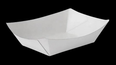Тарілка човник паперова 250*100*45, з ламінацією, біла, 100 шт/уп Р3-108-4-1 фото